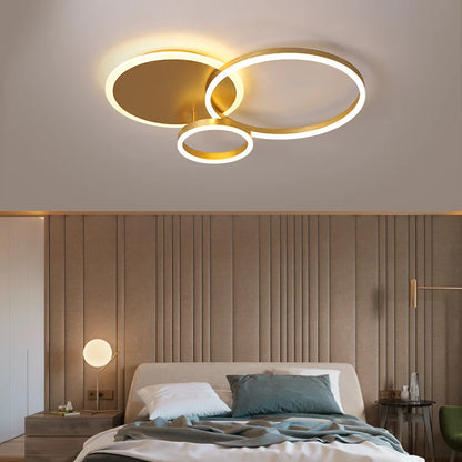 Round Living Room Led Chandeliers Luxury Bedroom Full Of Stars Gold Chandelier Simple Modern Atmosphere Flush Mount Ceiling Lamp