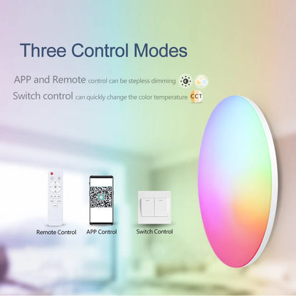 54W Lustre Smart APP Bluetooth RGB Ceiling Lamp LED Round 220V Remote Control Home Decor Ambient Light Bedroom Living Room Party