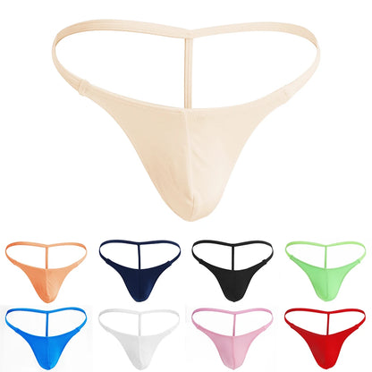 Men Sexy G-String Low Rise Sheer Thong Pouch Enhancing Bikini Lingerie Underwear T-back Slim Side Underpants Beach Swim Lingerie