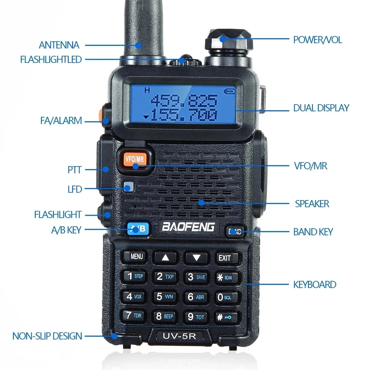 Walkie Talkie Baofeng UV-5R UHF/VHF 1800mAh Two Way Radio 5W Portable Ham CB Radio Transiver UV 5R For Hunting Walkie-Talkie