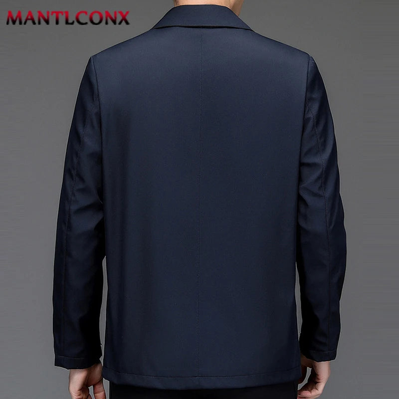 Loose Casual Solid Men's Business Jacket Social Blazer Quality Middle Aged Men's Jacket Outerwear for Men Office Dress Coat 3XL