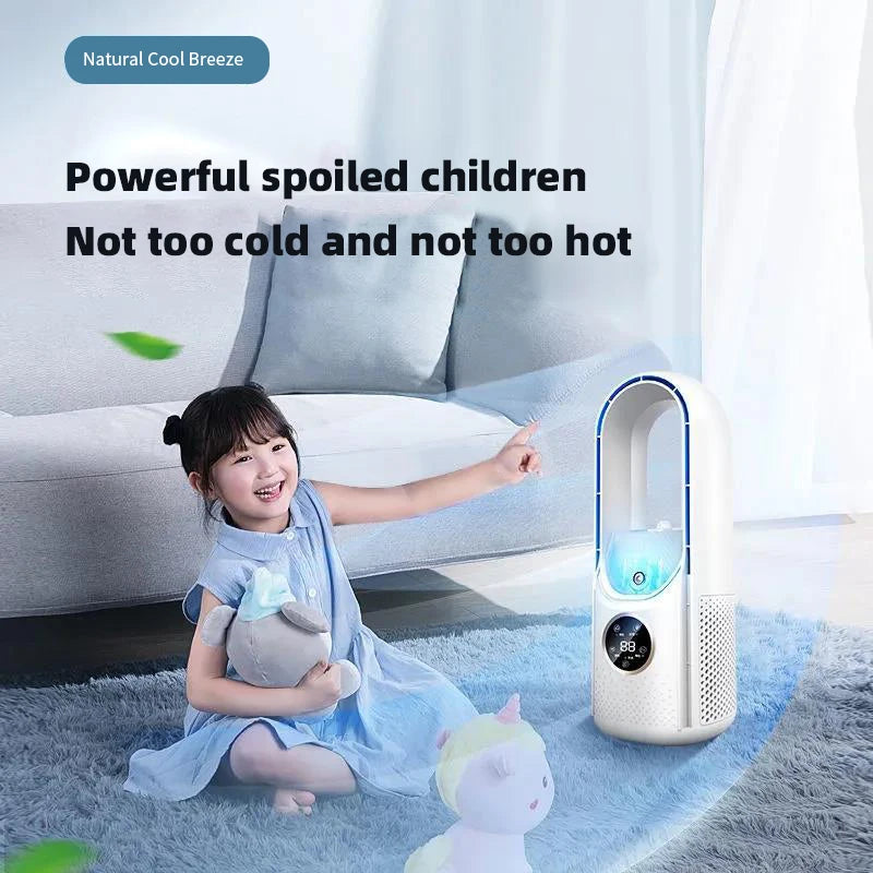 Portable Air Conditioner Fan with Timing Humidification, Mini Air Cooler, Desk Air Conditioning Fan, 6 Speeds, Bladeless, 3 in 1