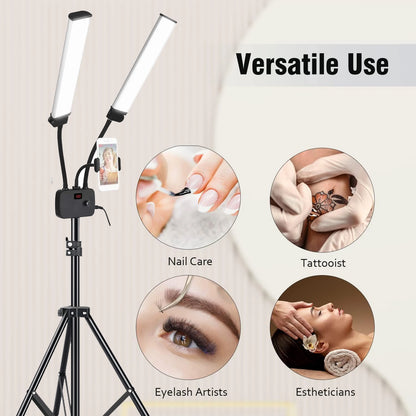 Lampe de Sol Double Bras LED pour Extensions de Cils avec Support de Téléphone Portable Lampe de Maquillage Portable pour Tiktok