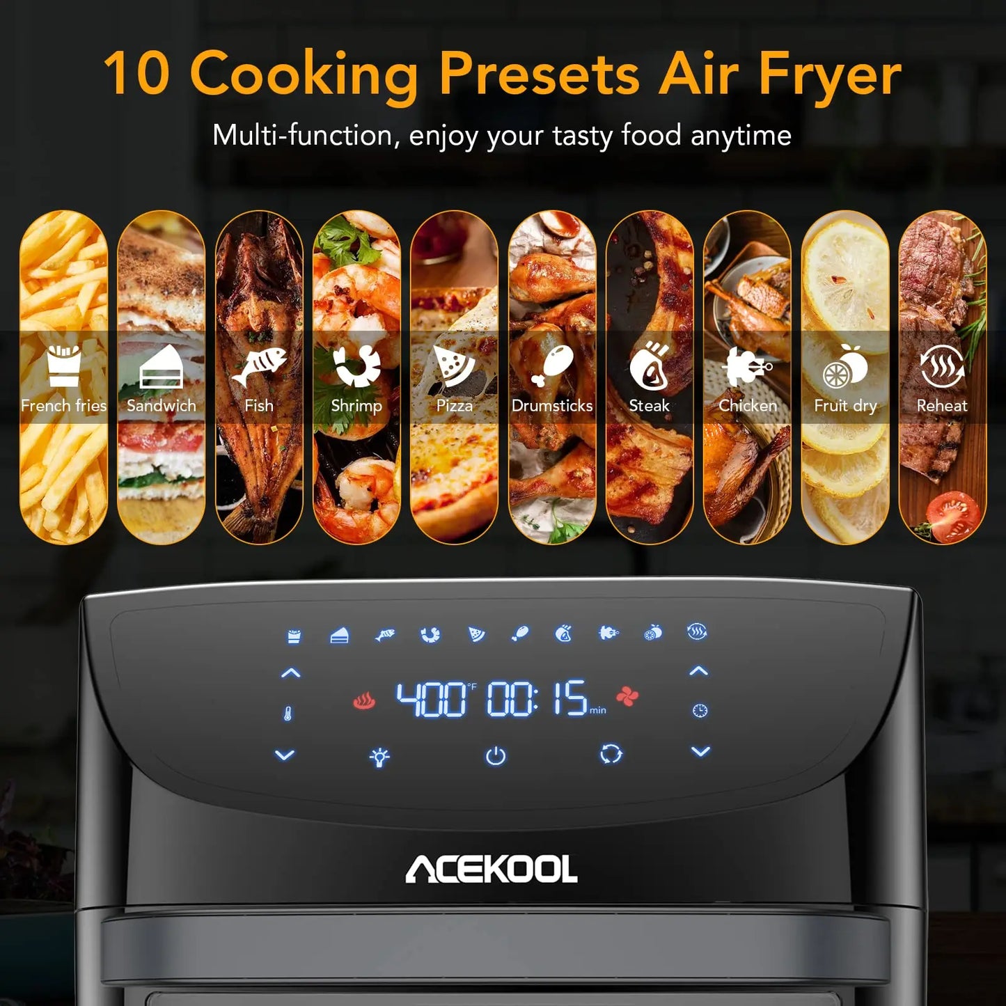 Air Fryer Toaster Oven 18L Large 10-in-1 Digital Convection Oven Air Fryer Oven Combo