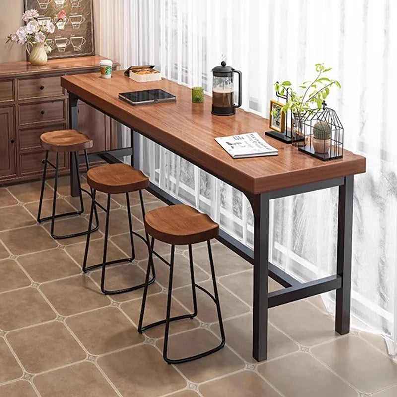 Modern Reception Brown Bar Table Metal Square Minimalist Midcentury Bar Dining Table Square Mesa Pared Living Room Furniture