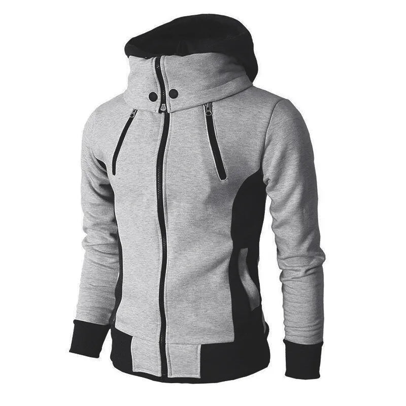 2022 Zipper Men Jackets Autumn Winter Casual Fleece Coats Bomber Jacket Scarf Collar Fashion Hooded Male Outwear Slim Fit Hoody