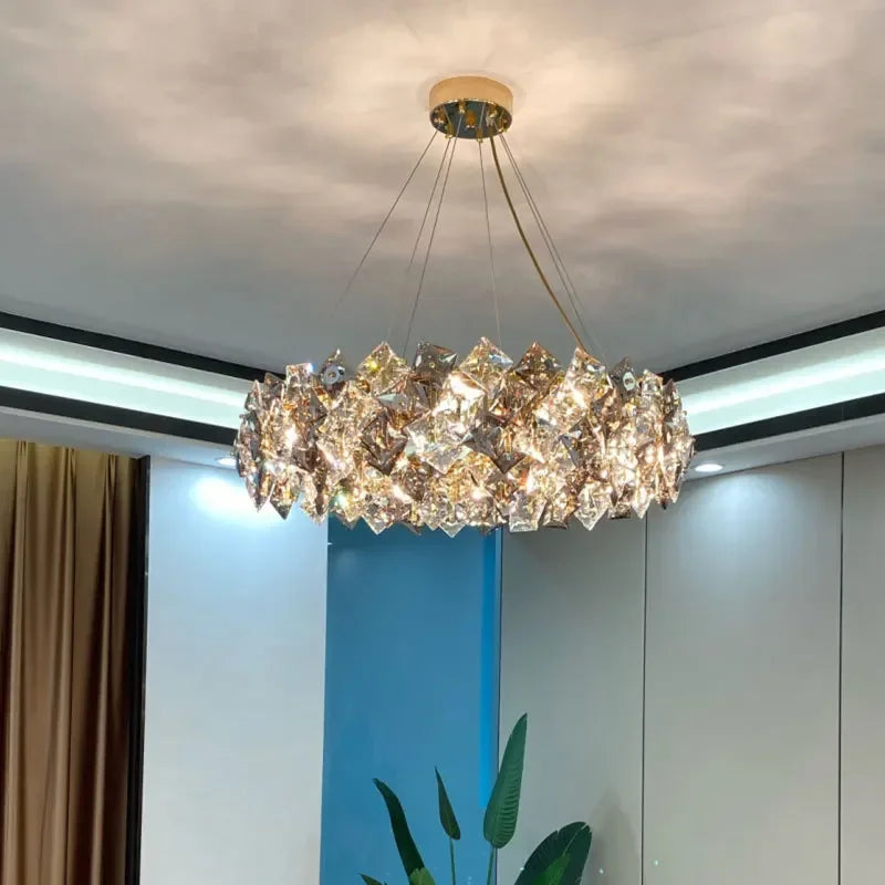 Light Luxury Postmodern Crystal Chandelier Living Room Decor Chandelier Bedroom Crystal Restaurant Three-color Home Chandelier