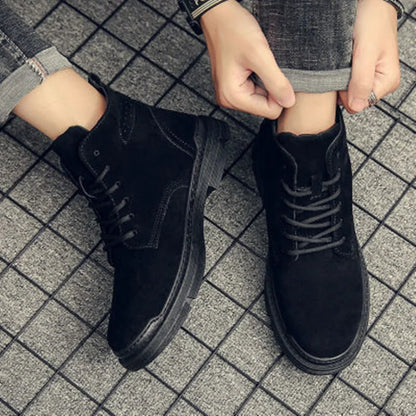 autumn winter New warm men shoes Retro mid top casual workwear boots Fashion comfort breathable shoe Light trendy male boot