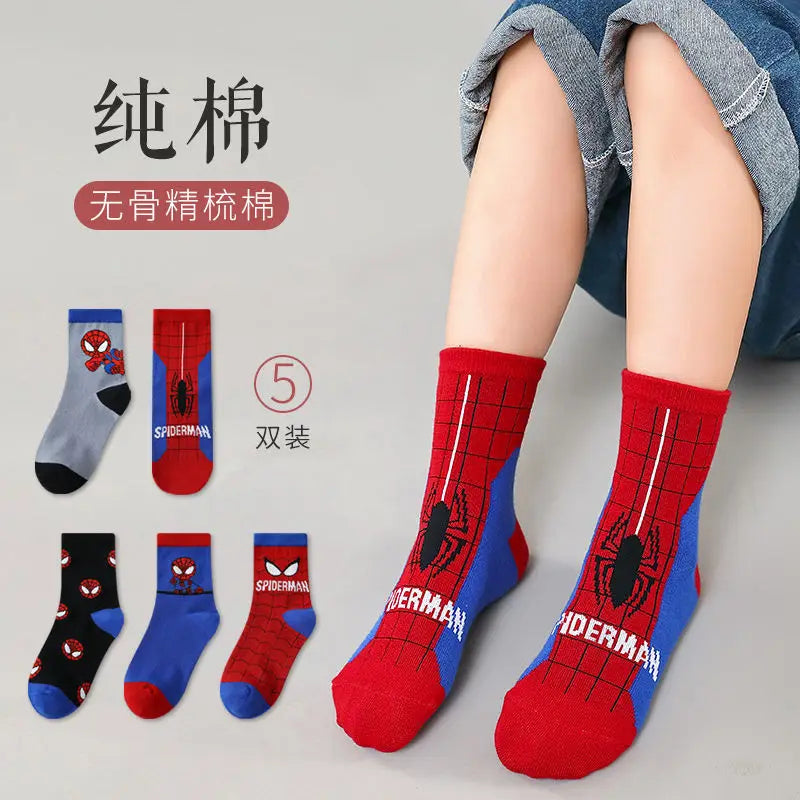 Disney Baby Socks Spiderman Cartoon Anime Hero Cotton Boys Tube Socks Children Autumn Winter Kids Socks Random 1pair