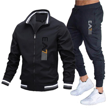 Men's Athletic Windproof Sportswear Set, Jacket And Pants, Gym Suit, Active co ord set,Casual Jogging tracksuit Set