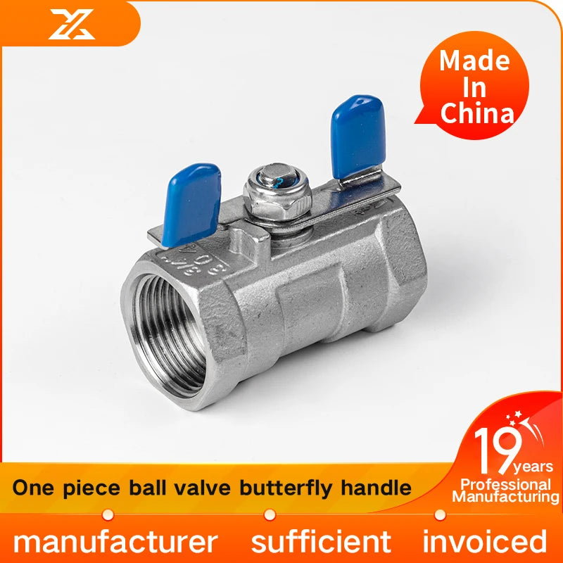 One piece butterfly handle ball valve 304 stainless steel ball valve butterfly handle 316L butterfly handle valve switch 4 point