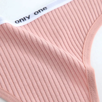 Cotton Sexy Low Waisted Thong Fashionable Letter Women Underwear Elastic Comfortable Solid Color Tanga Breathable Sports Panties