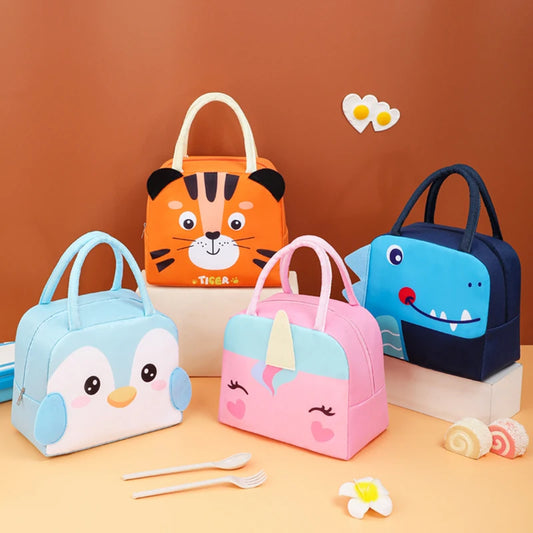 Lunch Bag Cartoon Animal Stereo 3D Storage Bags For Children Outdoor Picnic Lunch Box Hangbag Insulation Waterproof Kids Tote