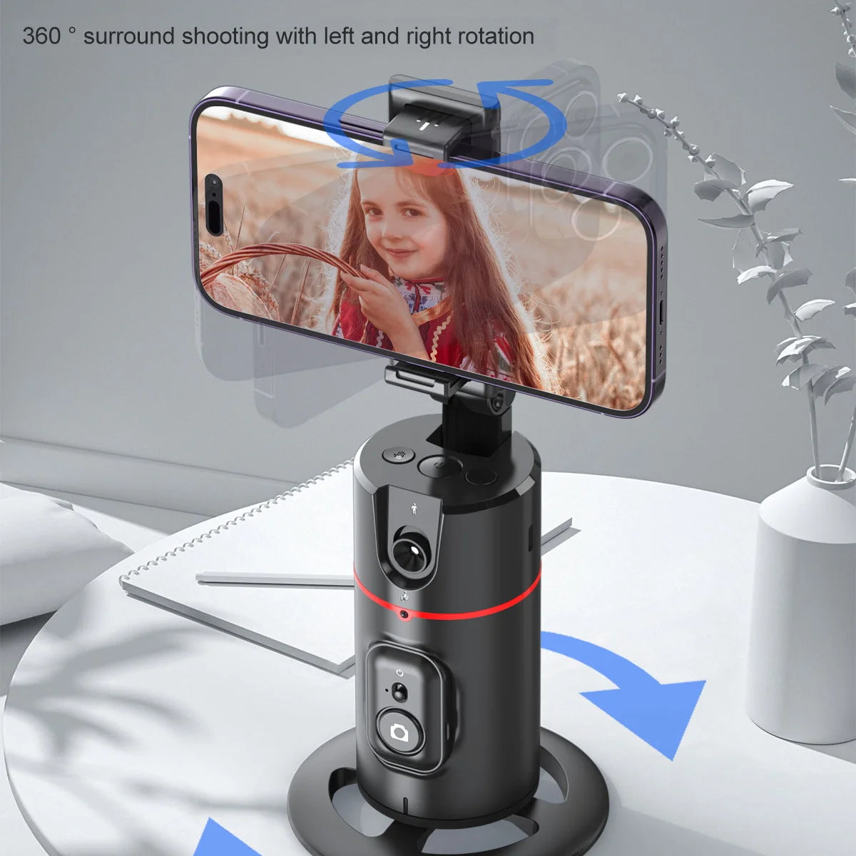 Handheld Gimbal Stabilizer Detachable Phone Clip Smart Face Tracking Wireless Selfie Stick Tripod Phone Holder with Light