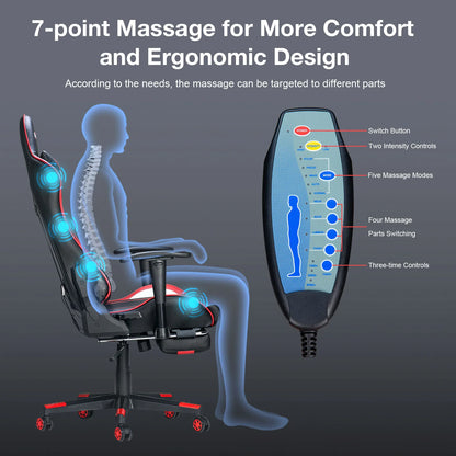 GC-RC03 Gaming Chair Massage Ergonomic High Back Design Lumbar Relax New Customized PU Massage Computer Office Chairs