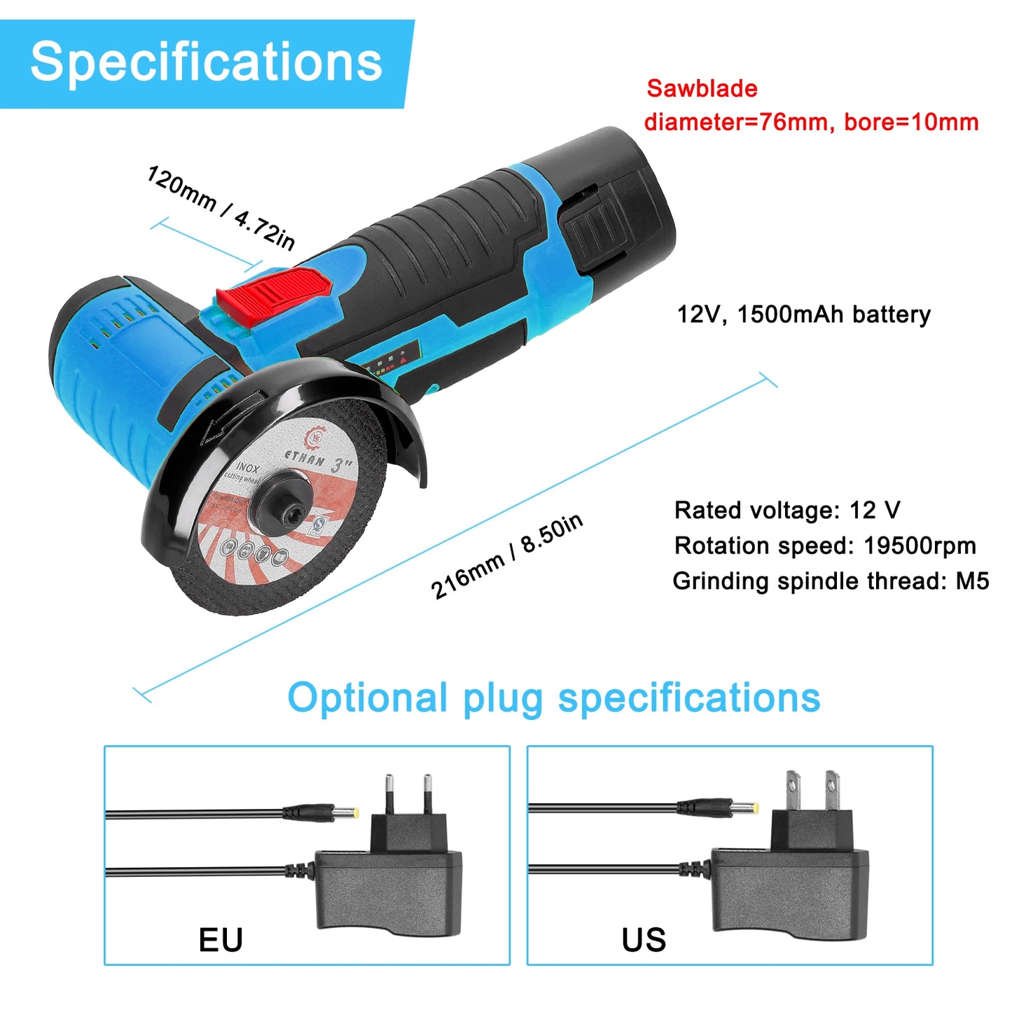 12V 19500rpm Electric Grinding Tool Multifunctional Mini Grinder Handheld Cutter for Cutting Polishing Ceramic Tile Wood Stone