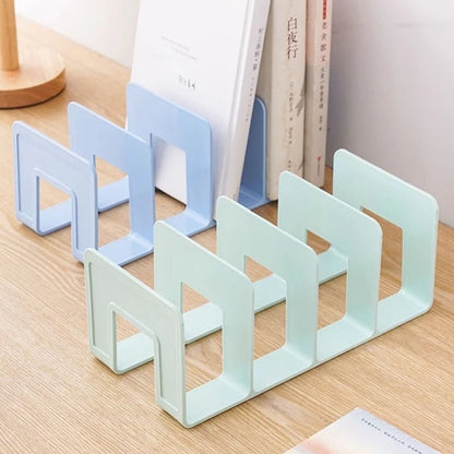 4 Grid Bookends Stand Bookshelf Desktop Decor Storage Rack Bookend Book Holder School Stationery Office Desktop File Organizer