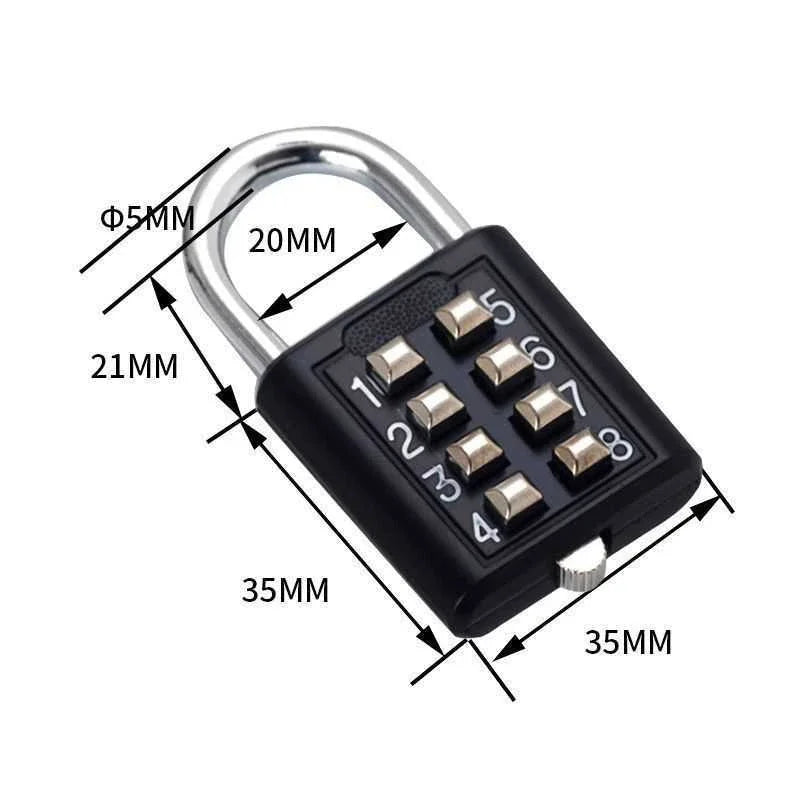 8 Digits Password Code Combination Padlock Zinc Alloy Suitcase for Luggage Travel Code Anti-thieft Lock Code Keyed Smart Lock