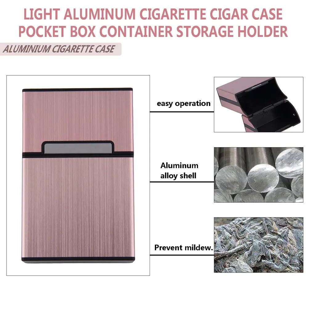 Portable Cigarettes Slim Aluminum Cigarette Case Cigar Tobacco Holder Box Storage Container Smoking Accessories