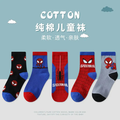 Disney Baby Socks Spiderman Cartoon Anime Hero Cotton Boys Tube Socks Children Autumn Winter Kids Socks Random 1pair