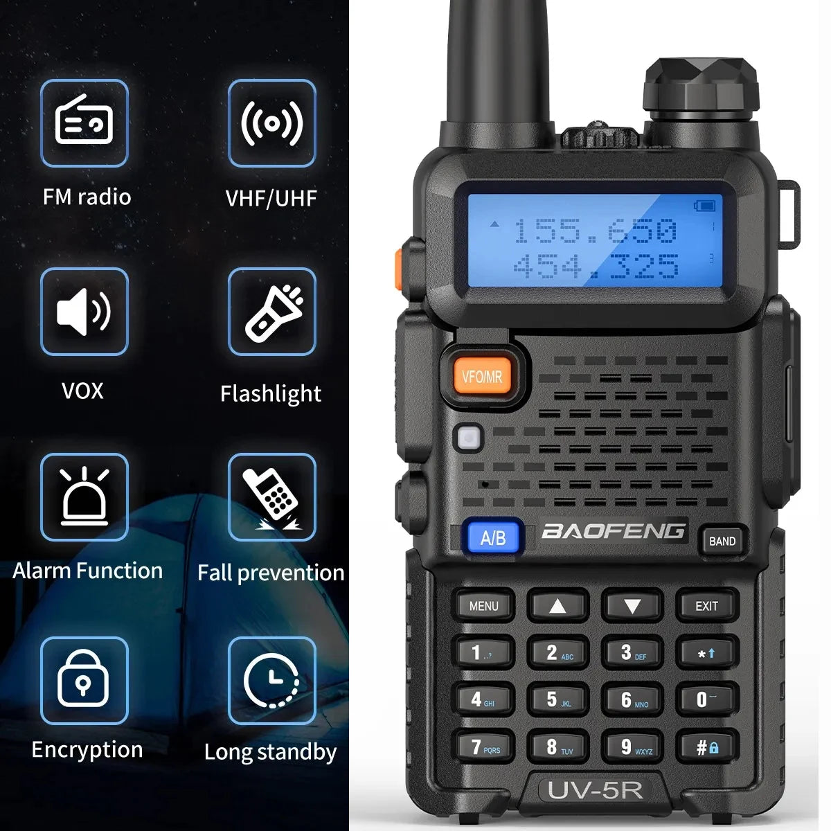 Walkie Talkie Baofeng UV-5R UHF/VHF 1800mAh Two Way Radio 5W Portable Ham CB Radio Transiver UV 5R For Hunting Walkie-Talkie