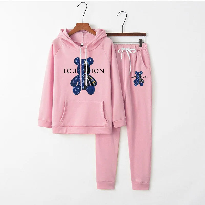 Women Luxury 2 Pcs Set Ladies Soft Hoodie Sets Vintage Female Sport Designer Hooded Sweatshirt Harajuku Y2k Trendy Tracksuit