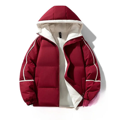 Winter New Men's Hooded Cotton Coat Trendy Loose-Fit Puffer Jacket Thickened Warm Down Cotton-Padded Jacket Casual Scene