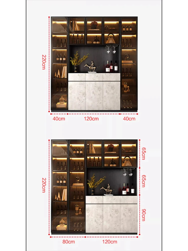 Italian Luxury Glass Wine Cabinet Display Living Room Simple Floor Side Indoor Cabinet Home Shelf Rack Vitrine Bar Furniture