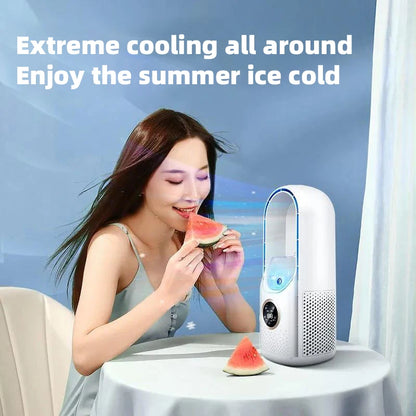 Portable Air Conditioner Fan with Timing Humidification, Mini Air Cooler, Desk Air Conditioning Fan, 6 Speeds, Bladeless, 3 in 1