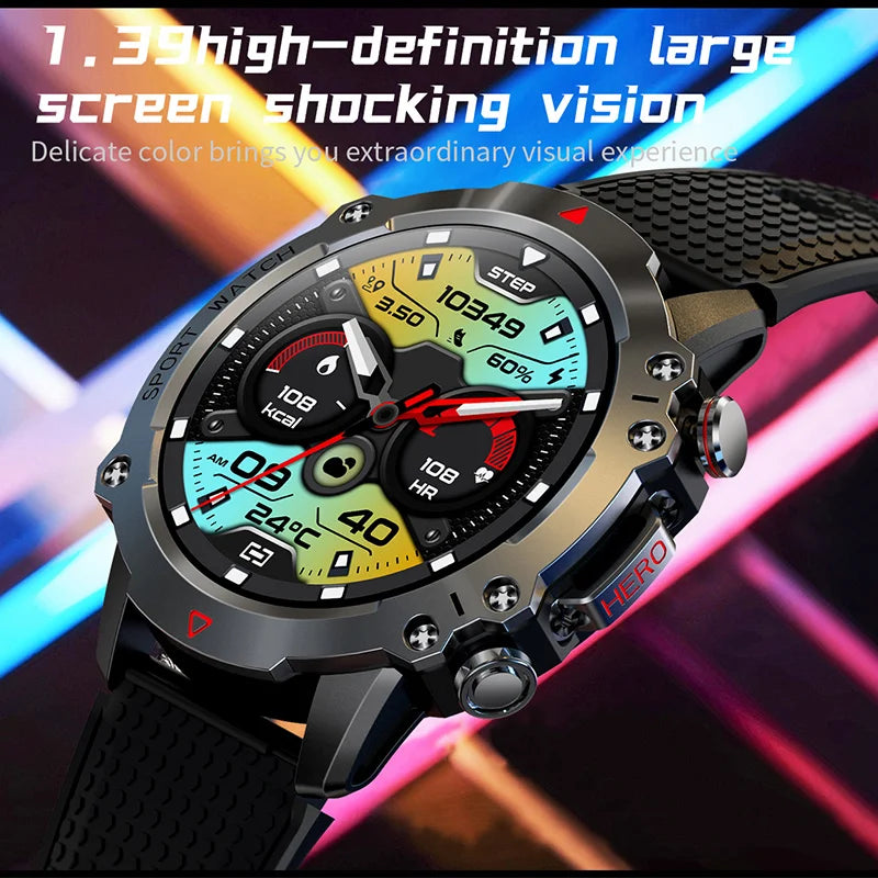 MASX KR10 smart watch 1.39'' ultra high definition Display 450mAH bluetooth call Military-grade Toughness Waterproof Sport watch