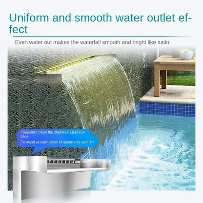 Stainless Steel Waterfall Spout for Pond Garden Fountains and Ponds Rockery Water Curtain Wall for Landscape Decoration