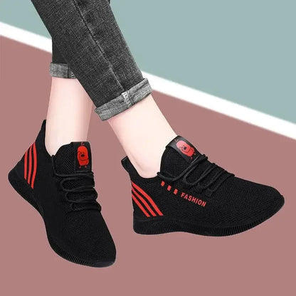 New running shoes, woven mesh sports shoes for women, fashionable and trendy Korean version hiking shoes, casual coconut shoes