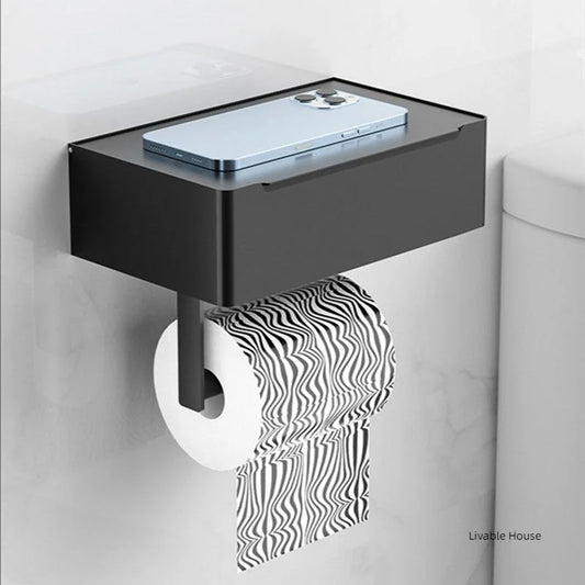 Black Roll Paper Holder with Wipes Dispenser Bathroom Storage Rack Multi-function Toilet Roll Holder Bathroom Hardware Accessori