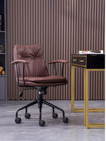 Designer Luxury Office Chair Leather Swivel Comfortable Office Chair Vanity Dinning Study Silla Escritorio Office Furniture Wall