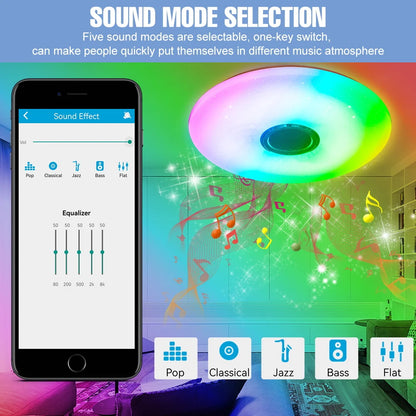 RGB LED Smart Ceiling Lamp Living Room Chandelier Built In Bluetooth Speaker Remote APP Control Mood Light For Home Decoration