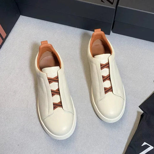 New Men's Shoes From The Factory Top Layer Cow Leather Breathable Summer Casual Shoes Luxury Deer Skin Board Versatile