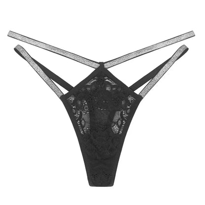 Low Waist Sexy Lace Transparent Panties for Fine Women Double Strap Thong Sexy Lingerie Breath G-string Underwear Sensual Tangas