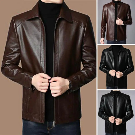 Men Leather Suit Jacket Slim Blazer Pu Coat Fashion Leather Jacket Streetwear Casual Blazer Jackets Male Outerwear Zipper Coat