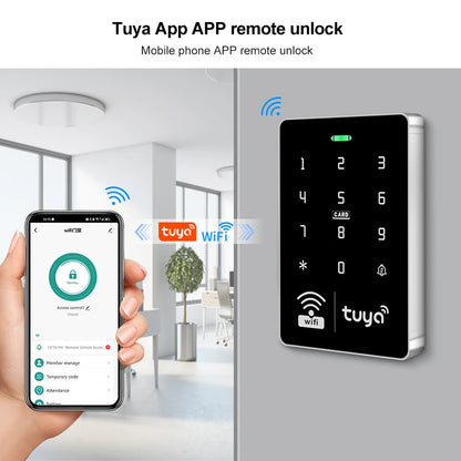 Wifi Tuya Door Access Control System Kit Set Waterproof RFID Keypad Controller APP Remote Unlock, Electric Magnetic Strike Locks