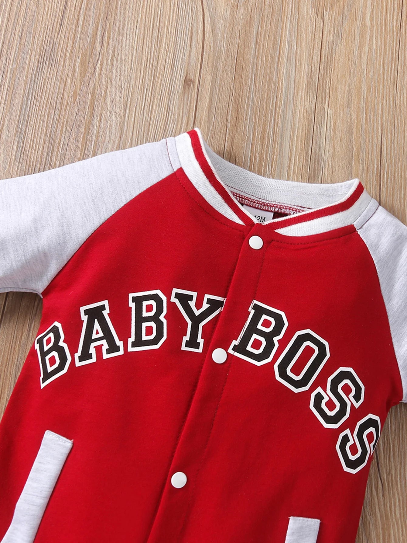 Fashionable letter printed long sleeved round neck cute and personalized baby boy jumpsuit