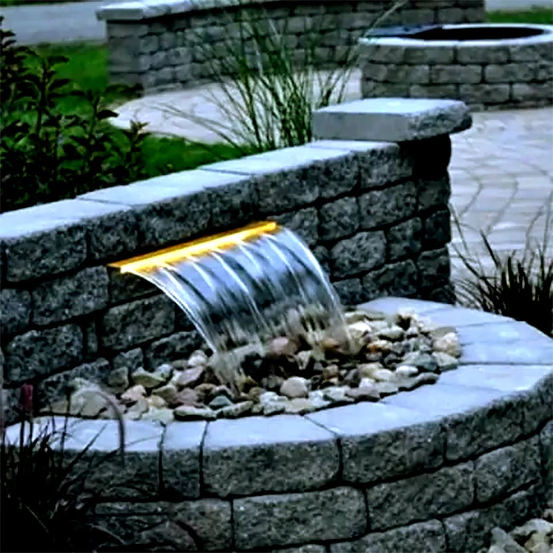 Acrylic waterfall water trough courtyard garden fish pond rockery water curtain wall water wall outlet with LED lights