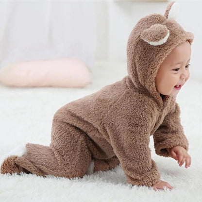 Newborn Baby Rompers Winter Warm Fleece Bebe Boys Girl Costume Infant Girls Clothing Animal Overall Baby Jumpsuits Xmas Outfit