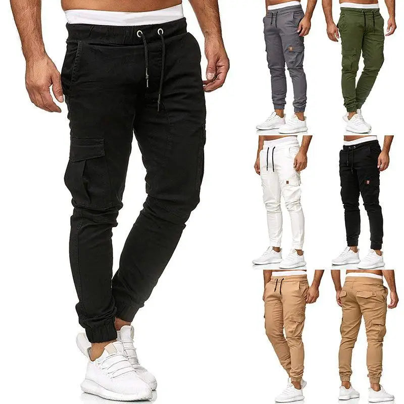 1 PC New European Size Men's Leather Tie Belt Casual Pants Asian Men's Solid Color Work Pants Men