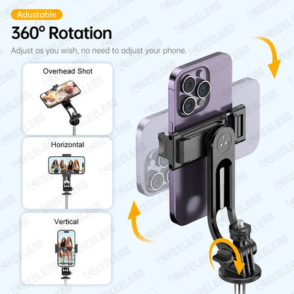 Selfie Stick Tripod 360 Rotation Over Look,Portable Stand with Wireless Remote,for Lights Digital Cameras gopro,for Smartphone