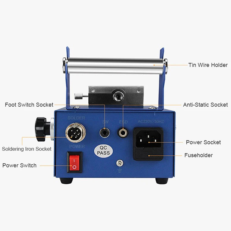 ASS-385A Digital Display Fully Automatic Soldering Machine 75W Foot pedal Type Automatic Tin Feeding Tin BGA Soldering Station