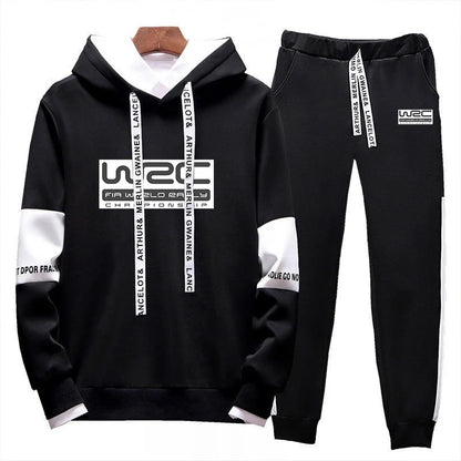 World Rally Championship WRC Spring and Autumn New Men Fashion Lace-up Sets Printing Hoodie Leisure Trousers Two-piece Suits