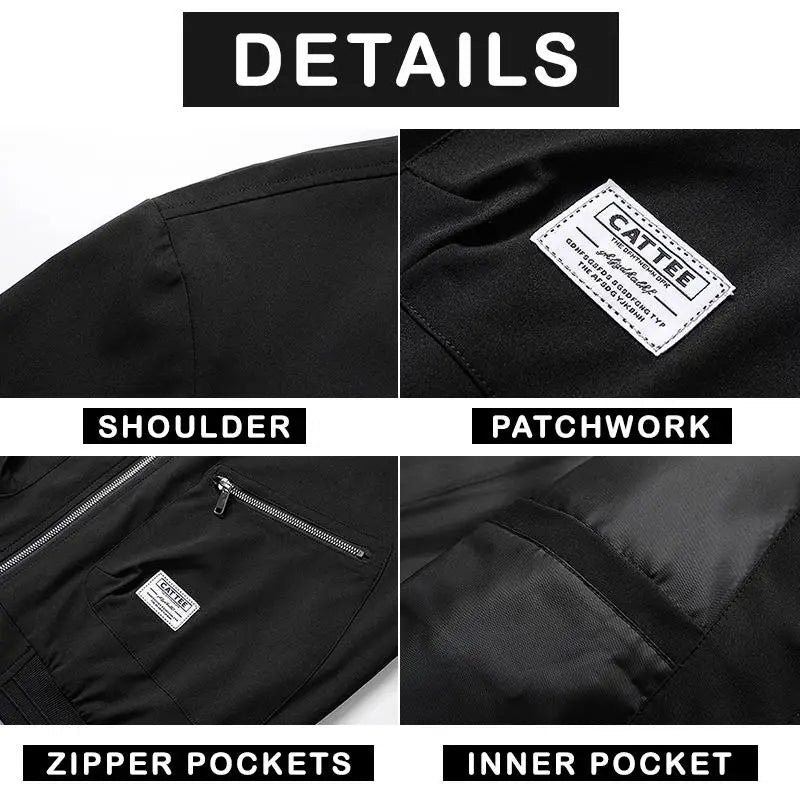 Plus Size Men Jaket Stand Collar Long Sleeve Pocket Zipper Jackets Man Casual Loose Streetwear Outerwear Big Oversized Clothing