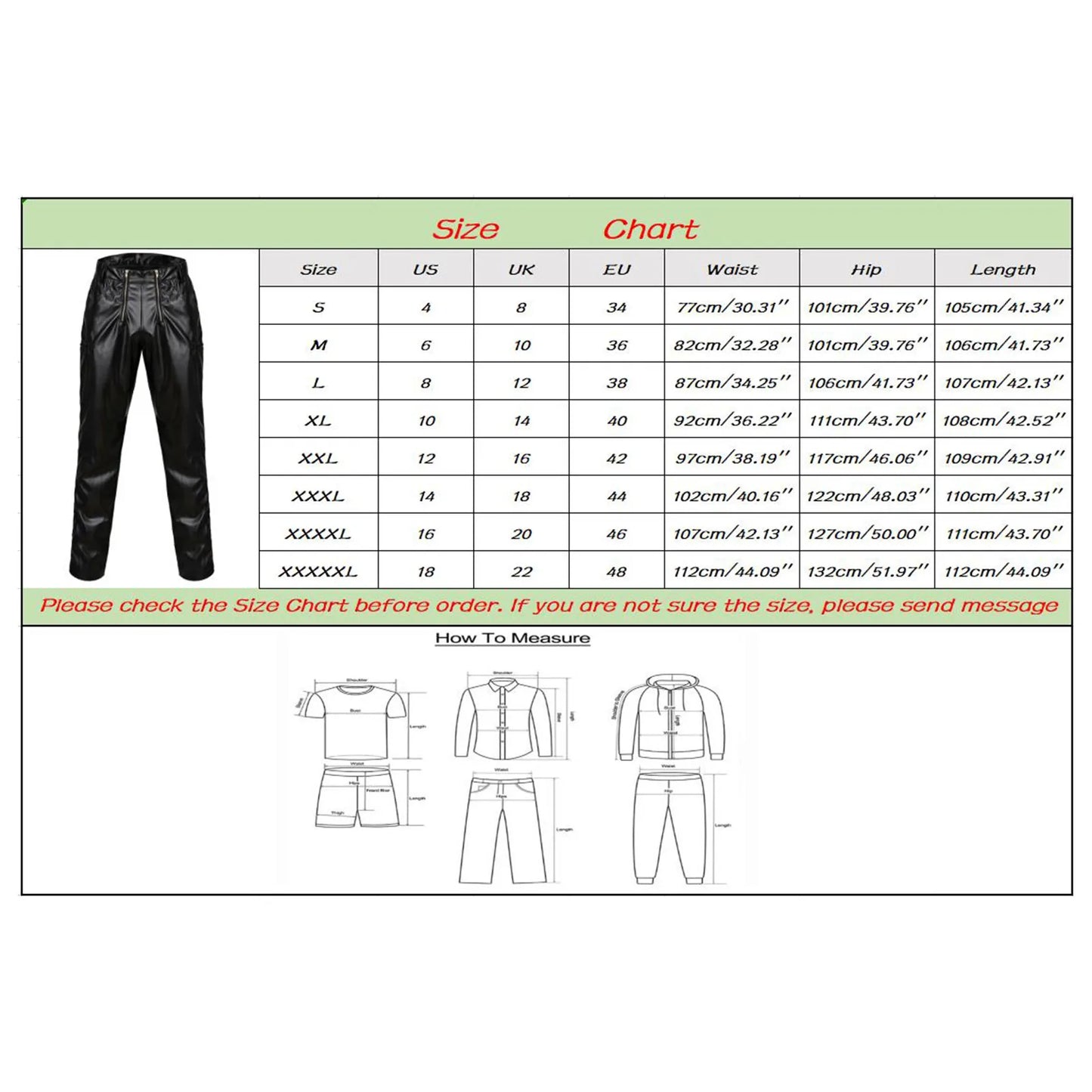 Fashion New Men Latex Stretchy Leather Pants Slim Clothing PU Leather Skinny Pants Wet Look Tights Pants Streetwear Trousers