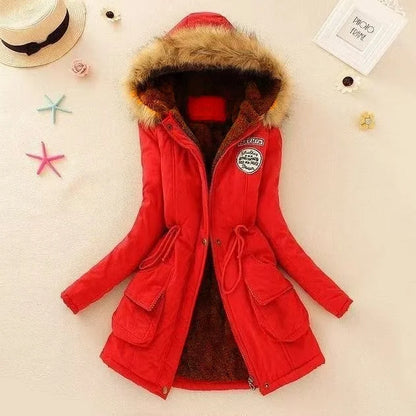 Casual All-Match Winter Jacket Women New In Coat Fleece Warm Elegant Multicolor Padded Jacket Slim Drawstring Outdoor Hooded Top