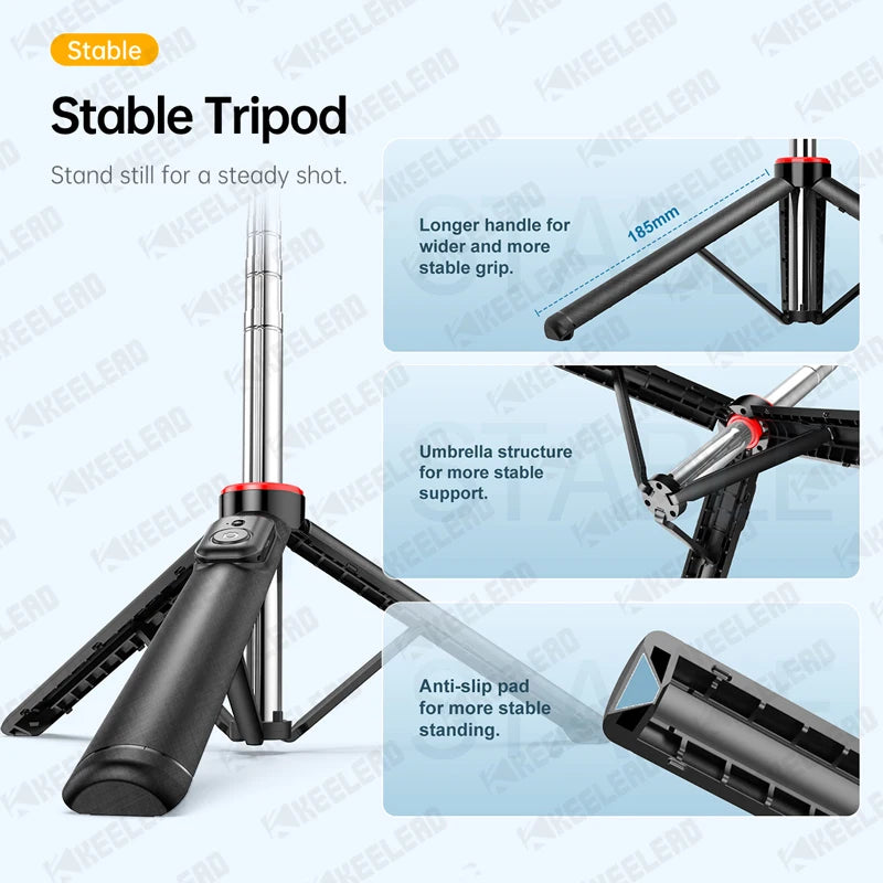 Selfie Stick Tripod 360 Rotation Over Look,Portable Stand with Wireless Remote,for Lights Digital Cameras gopro,for Smartphone